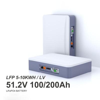 aan de muur gemonteerde 51,2 V 100 Ah LiFePO4 lithium-energieopslagbatterijen
        