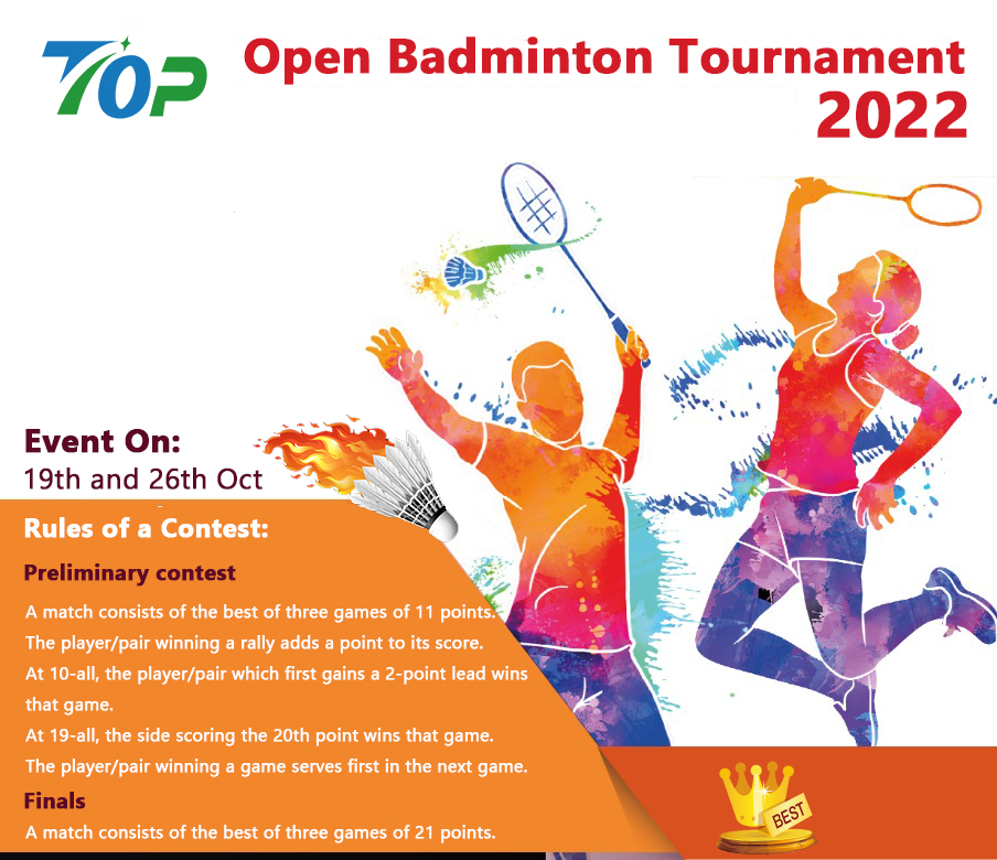 Top's eerste open badmintontoernooi